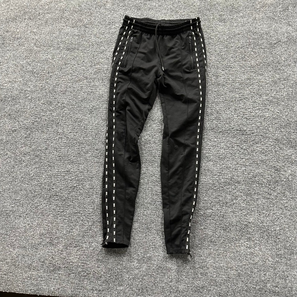 Pink Track Pants Womens Size XS Black Logo Tape Slim Fit Zipper Pocket Joggers